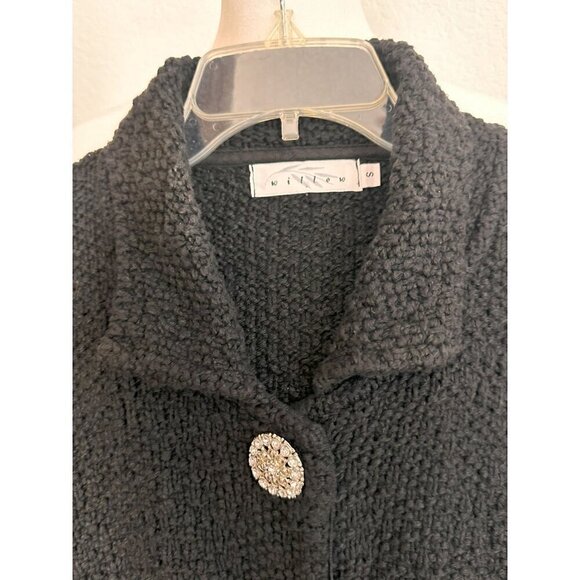 Willow Women 100% Cotton Chunky Knit Cardigan Jacket Jewel Button Fitted. Small - Picture 5 of 7